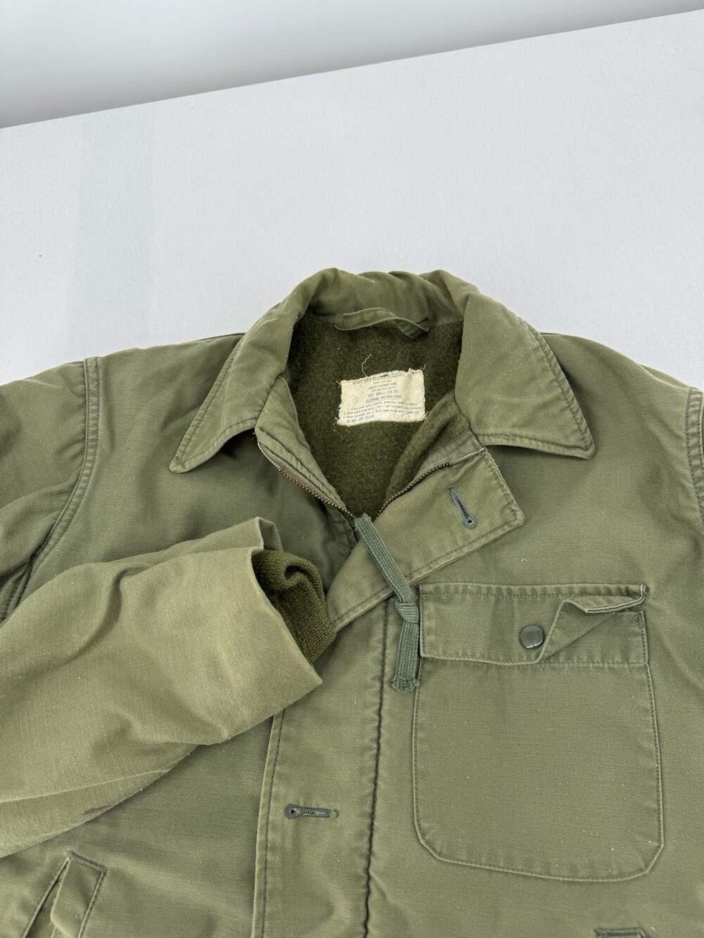 US Military A-2 Deck Jacket Size Small Green Cold Weather Lancer